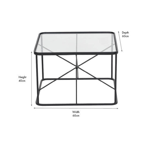 Roxy Glass and Black Metal Coffee Table