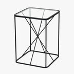 Roxy Glass and Black Metal Side Table