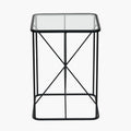 Roxy Glass and Black Metal Side Table
