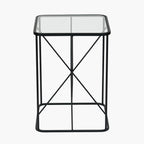 Roxy Glass and Black Metal Side Table