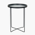 Voss Mirrored Glass and Black Wood Veneer Side Table