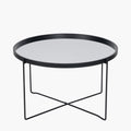 Voss Mirrored Glass and Black Wood Veneer Coffee Table