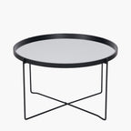 Voss Mirrored Glass and Black Wood Veneer Coffee Table