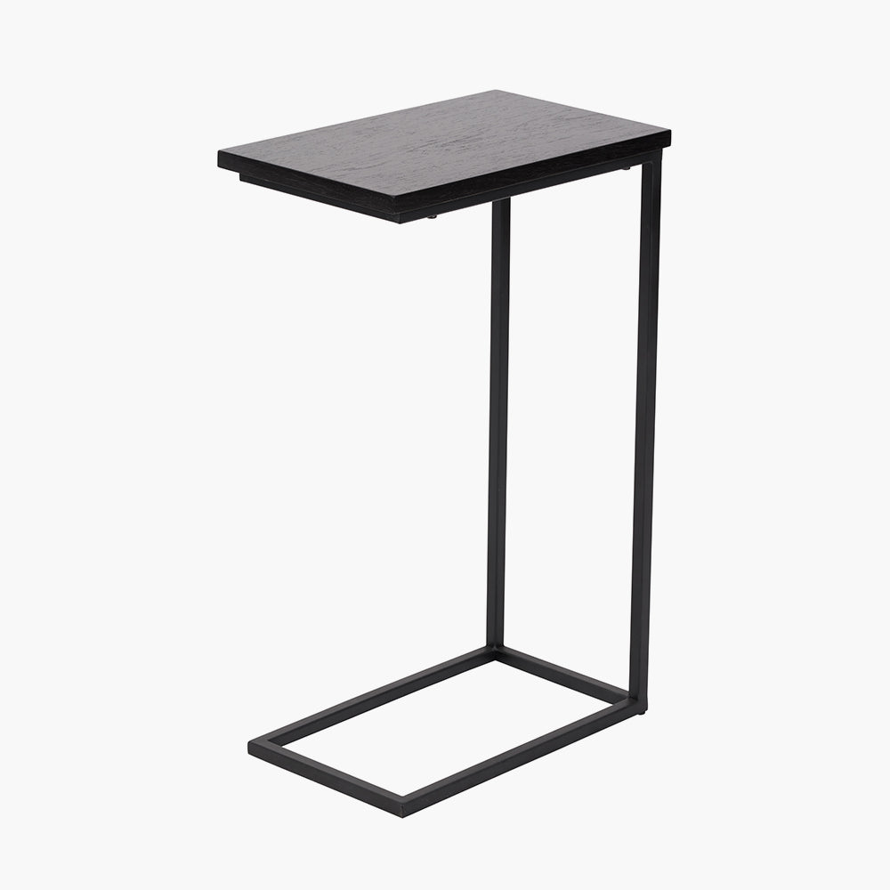 Soho Black Ash Veneer and Black Metal Supper Side Table