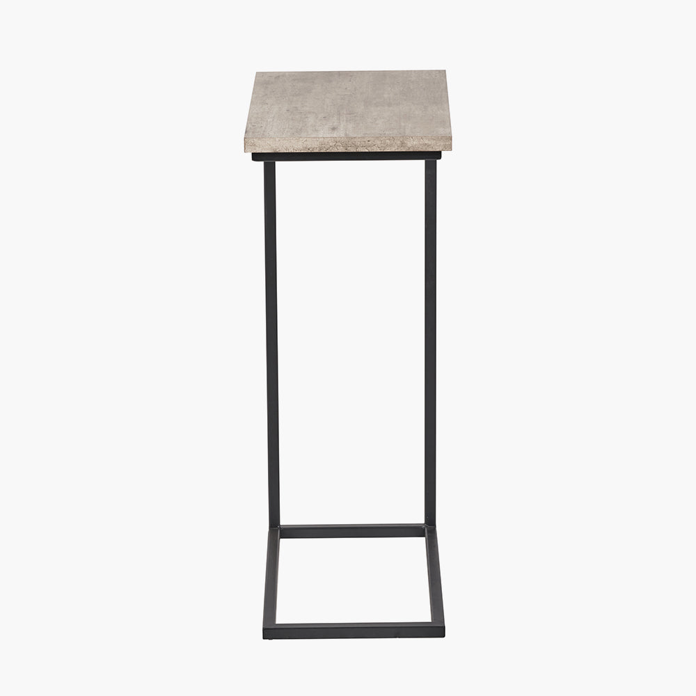 Soho Concrete Effect and Black Metal Supper Side Table