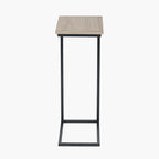 Soho Natural Wood Veneer and Black Metal Supper Side Table