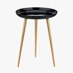 Seline Black Enamel and Gold Metal Side Table