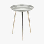 Seline Grey Enamel and Silver Metal Side Table