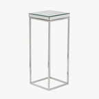Elysee Mirrored Glass and Silver Metal Square Side Table