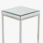 Elysee Mirrored Glass and Silver Metal Square Side Table