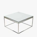 Elysee Mirrored Glass and Silver Metal Square Coffee Table