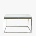 Elysee Mirrored Glass and Silver Metal Square Coffee Table