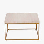 Madison Beige Granite and Burnished Gold Metal Square Coffee Table