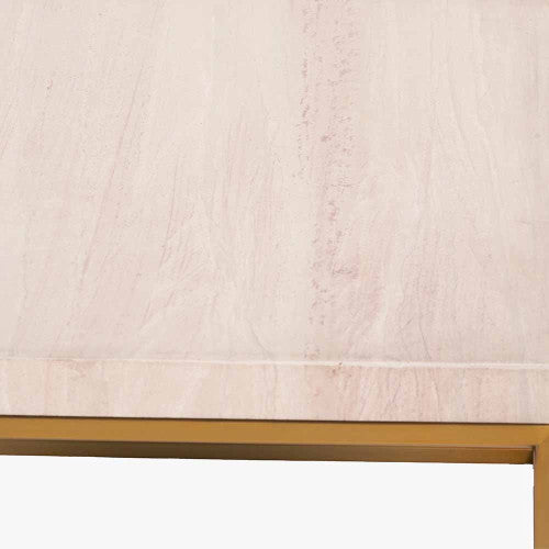 Madison Beige Granite and Burnished Gold Metal Square Coffee Table