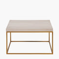 Madison Beige Granite and Burnished Gold Metal Square Coffee Table