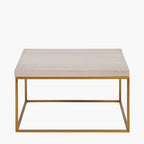 Madison Beige Granite and Burnished Gold Metal Square Coffee Table