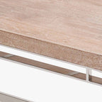 Evelyn Natural Antique Finish Mango Wood and Silver Metal Coffee Table