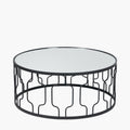 Caprisse Mirrored Glass and Graphite Metal Coffee Table