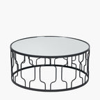 Caprisse Mirrored Glass and Graphite Metal Coffee Table