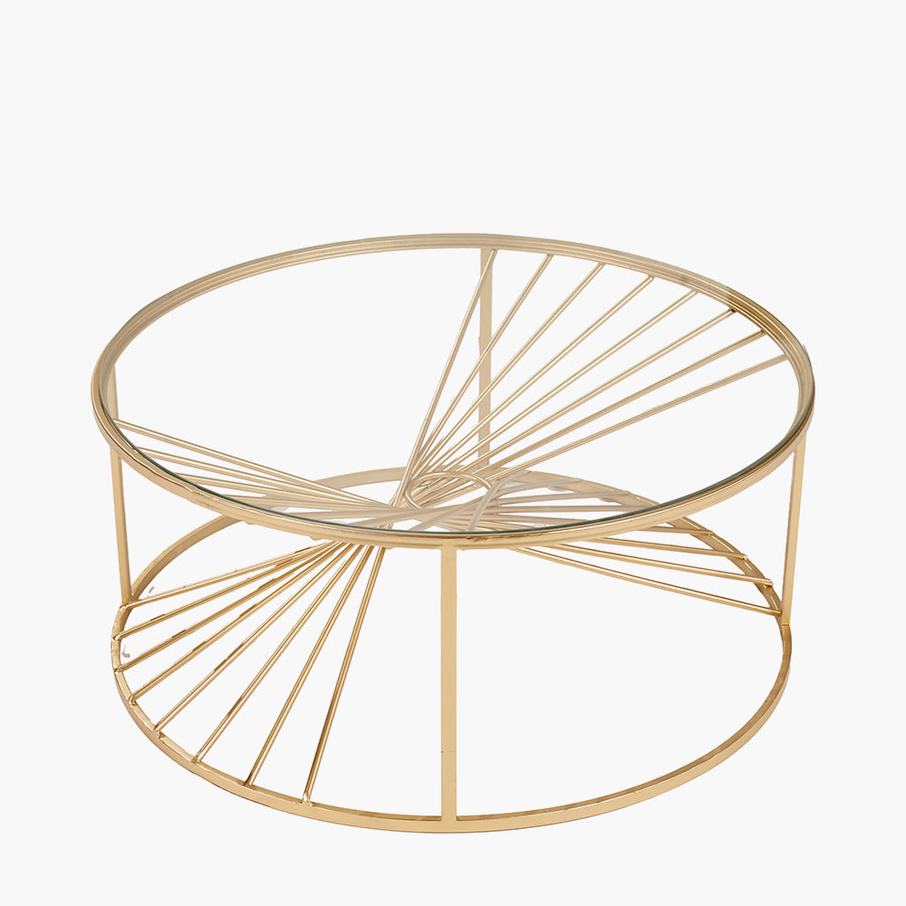 Liberty Glass and Gold Metal Coffee Table