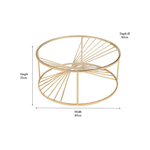 Liberty Glass and Gold Metal Coffee Table
