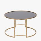 Veneziano Antique Gold Metal and Black Glass Coffee Table