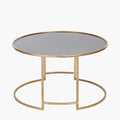 Veneziano Antique Gold Metal and Black Glass Coffee Table