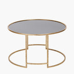 Veneziano Antique Gold Metal and Black Glass Coffee Table