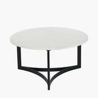 Hendrick White Marble and Black Metal Coffee Table