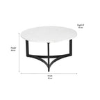 Hendrick White Marble and Black Metal Coffee Table
