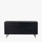 Fiji Black Acacia Wood and Natural Rattan 4 Door Sideboard