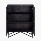 Verde Black Mango Wood and Stone Veneer 2 Door Bar Cabinet