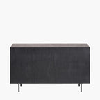 Hailee Black and Natural Chevron Oak and Pine Wood 2 Door 3 Drawer Sideboard