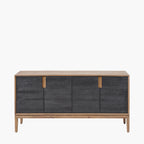 Gio Black and Natural Acacia Wood 4 Door Sideboard