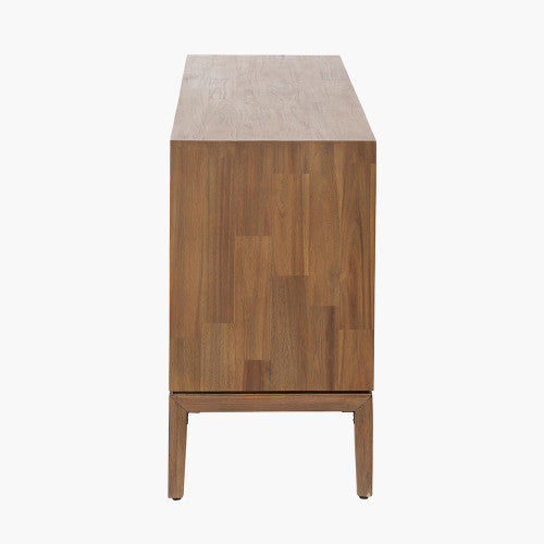 Gio Black and Natural Acacia Wood 4 Door Sideboard