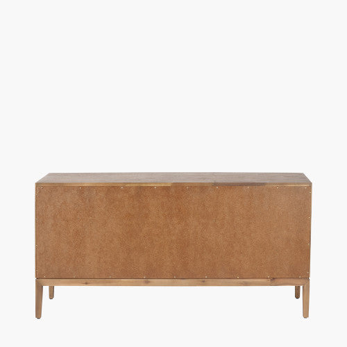 Gio Black and Natural Acacia Wood 4 Door Sideboard