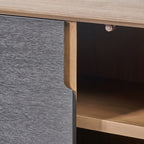 Gio Black and Natural Acacia Wood 4 Door Sideboard