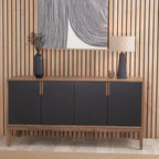 Gio Black and Natural Acacia Wood 4 Door Sideboard