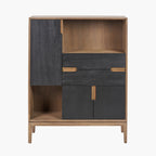 Gio Black and Natural Acacia Wood 3 Door, 2 Drawer, 2 Niche Shelf Unit