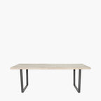 Marca Sand Wash Acacia Wood and Black Metal 8 Seater Dining Table