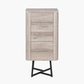 Ukiah Grey Oak Veneer and Black Metal 5 Drawer Tall Boy
