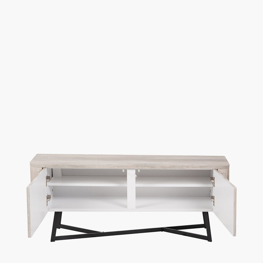 Ukiah Grey Oak Veneer and Black Metal 2 Door Low Unit