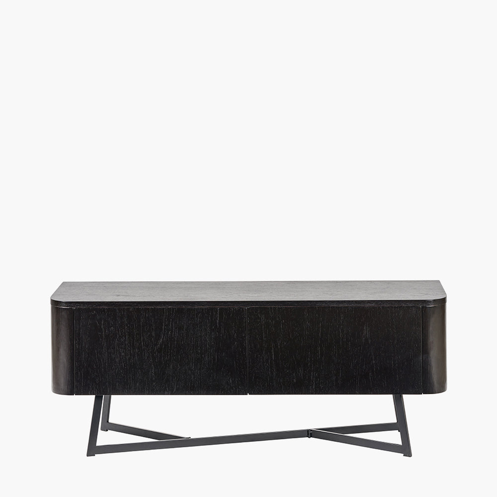 Ukiah Black Ash Veneer and Black Metal 2 Door Low Unit