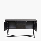 Ukiah Black Ash Veneer and Black Metal 2 Door 2 Drawer Sideboard