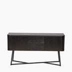 Ukiah Black Ash Veneer and Black Metal 2 Door 2 Drawer Sideboard