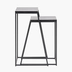Mashiko S/2 Black Ash Veneer and Black Metal Side Tables