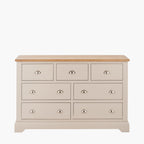 Fairford Parchment White Pine and Oak Wood 7 Drawer Unit