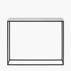 Kalani White Marble and Black Metal Rectangular Console Table