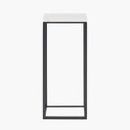 Kalani White Marble and Black Metal Tall Square Side Table