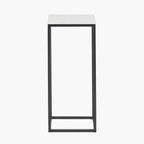 Kalani White Marble and Black Metal Tall Square Side Table